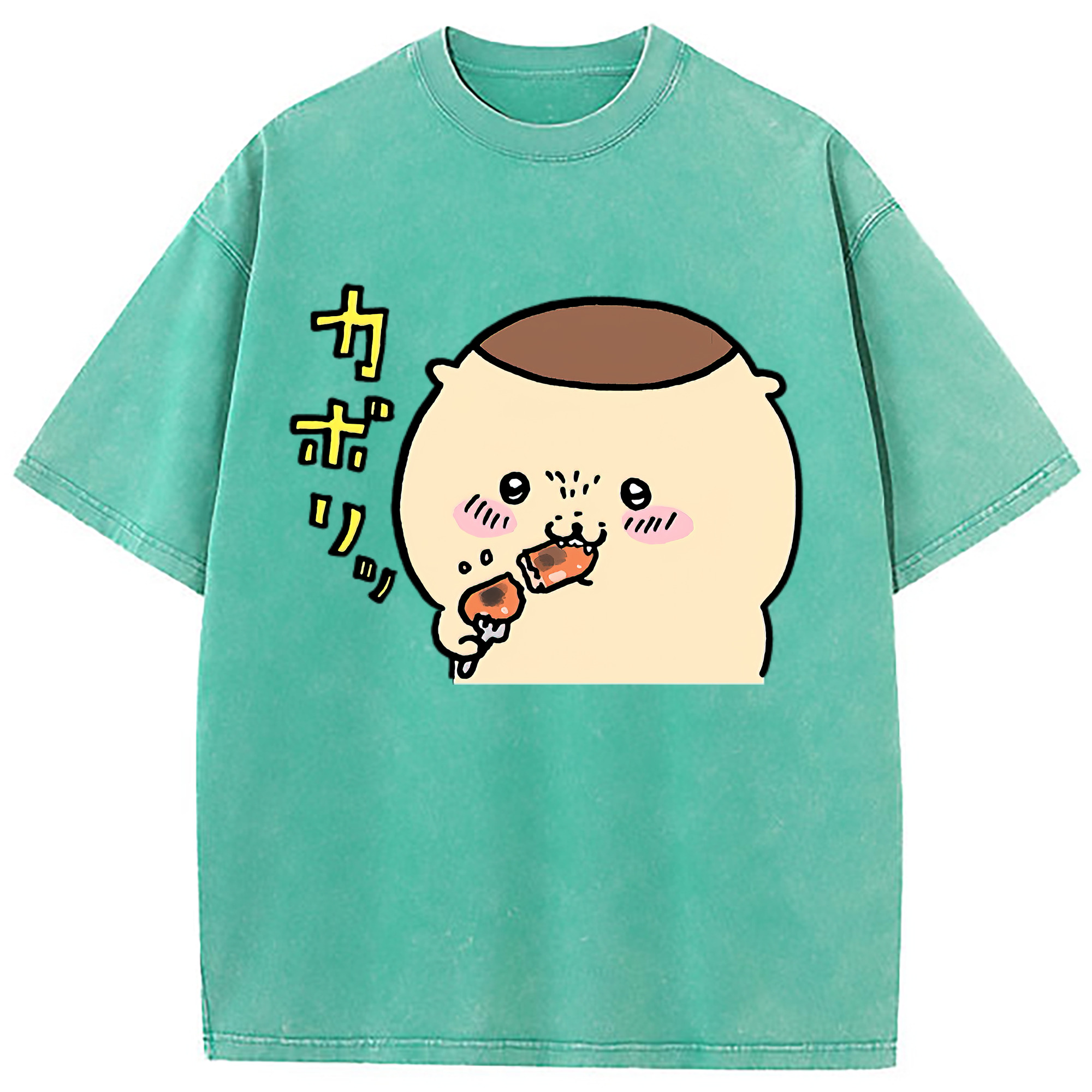 （画像用） ちいかわ くりまんじゅう Chii-kawa kuri manjū 綿100% ヴィンテージ風 半袖Tシャツ（フロントプリント）
